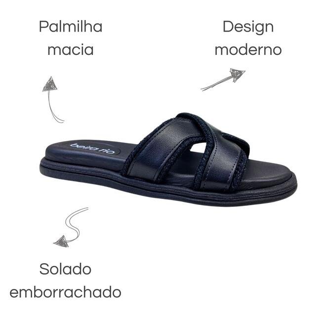 Chinelo Papete Beira Rio Napa Turim Preto Preto 6