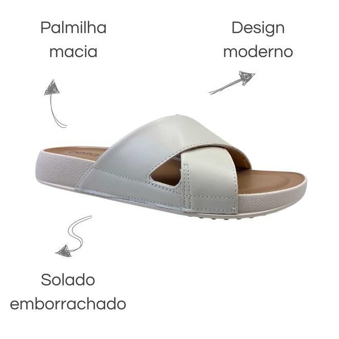 Chinelo Papete Beira Rio Napa Turim Branco Off Branco 6