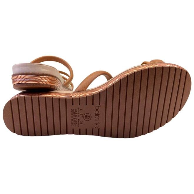 Chinelo Papete Beira Rio Napa Turim Camel/Dourado Marrom 5