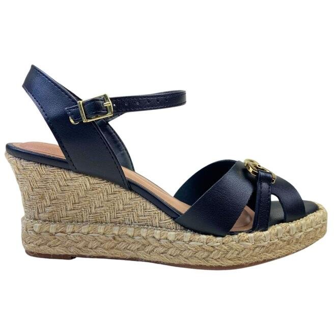 Sandália Beira Rio Anabela Napa Turim Preto