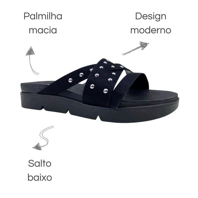 Tamanco Beira Rio Camurça Flex Preto Preto 2