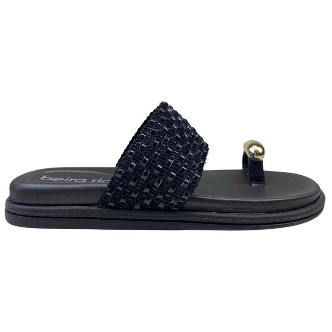 Chinelo Papete Beira Rio Napa Turim Preto/Preto