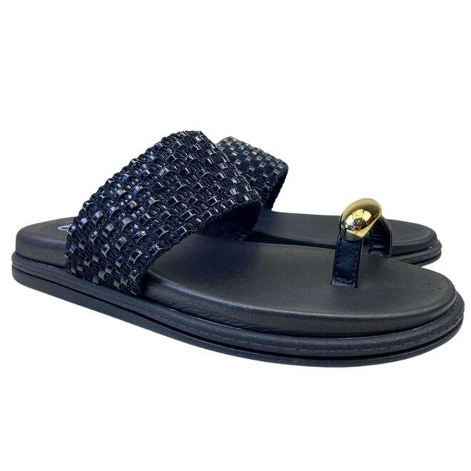 Chinelo Papete Beira Rio Napa Turim Preto/Preto Preto 3