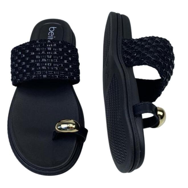 Chinelo Papete Beira Rio Napa Turim Preto/Preto Preto 4