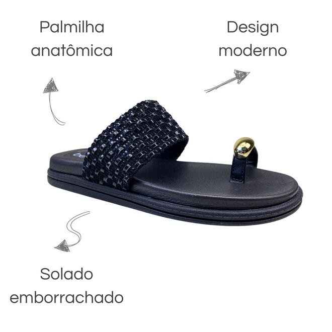 Chinelo Papete Beira Rio Napa Turim Preto/Preto Preto 6
