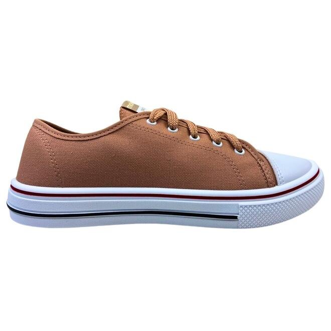 Tênis Moleca Lona Sider/Napa Sardenha Nude/Branco