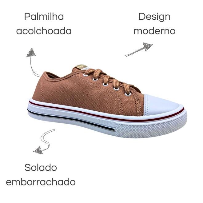 Tênis Moleca Lona Sider/Napa Sardenha Nude/Branco Marrom 6