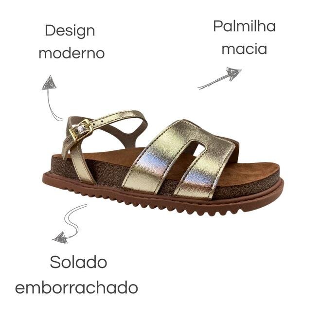 Sandália Papete Molekinha Infantil Metalizado Dourado Dourado 6