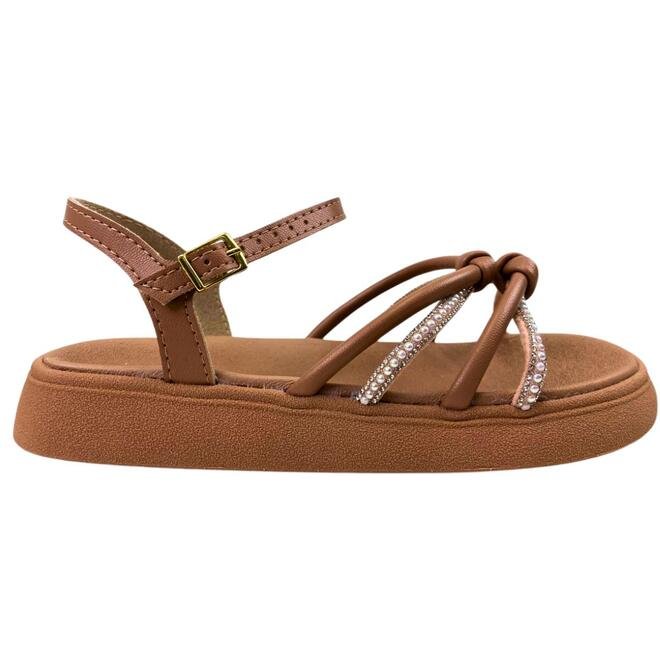 Sandália Teen Molekinha Infantil Nude/Cristal-Perola