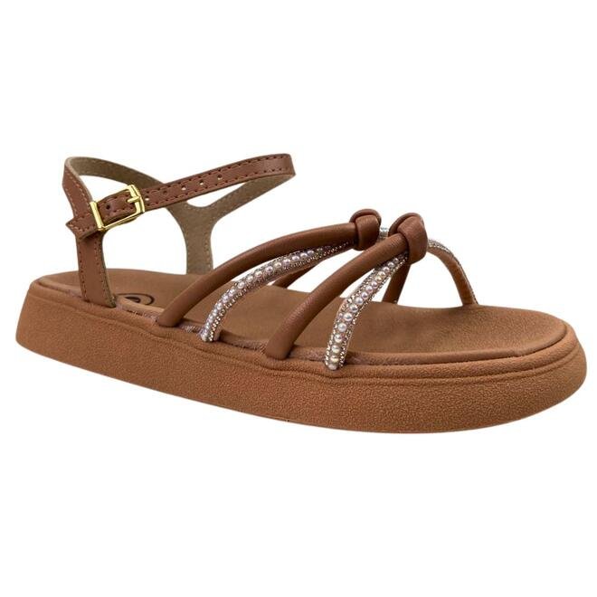 Sandália Teen Molekinha Infantil Nude/Cristal-Perola Marrom 2