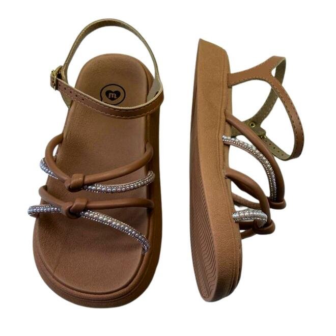 Sandália Teen Molekinha Infantil Nude/Cristal-Perola Marrom 4