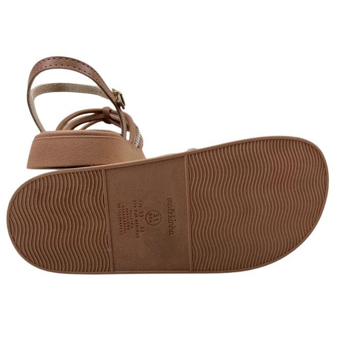 Sandália Teen Molekinha Infantil Nude/Cristal-Perola Marrom 5