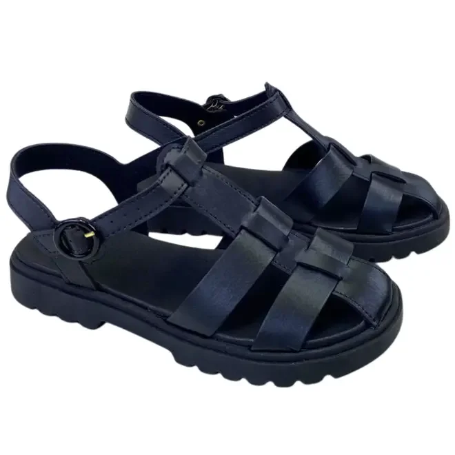 Sandália Teen Molekinha Infantil Napa Metalizado Preto Preto 5