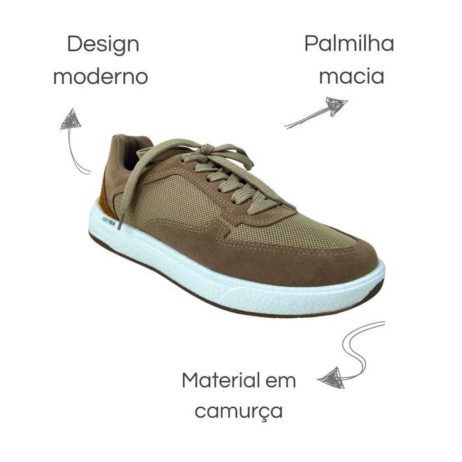 Sapatênis BRsport Camurção Areia/Caramelo Masculino Marrom 6