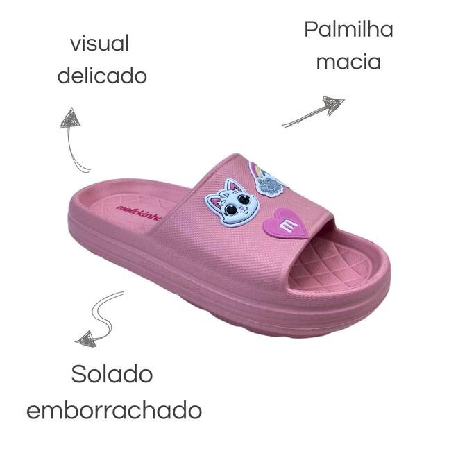 Chinelo Slide Molekinha EVA Rosa Infantil Rosa 6