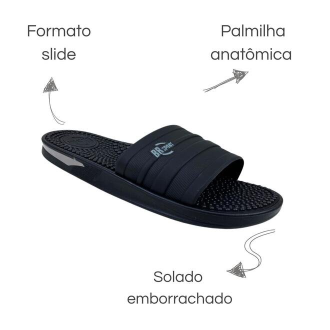 Chinelo BRsport Slide Napa Way Preto/Cinza Masculino Preto 6