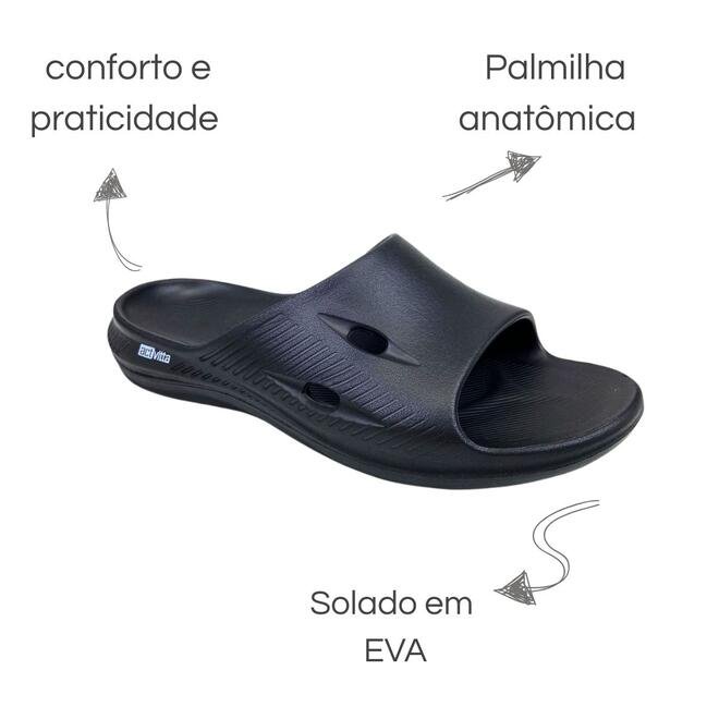 Chinelo Slide Actvitta EVA Preto Masculino Preto 6