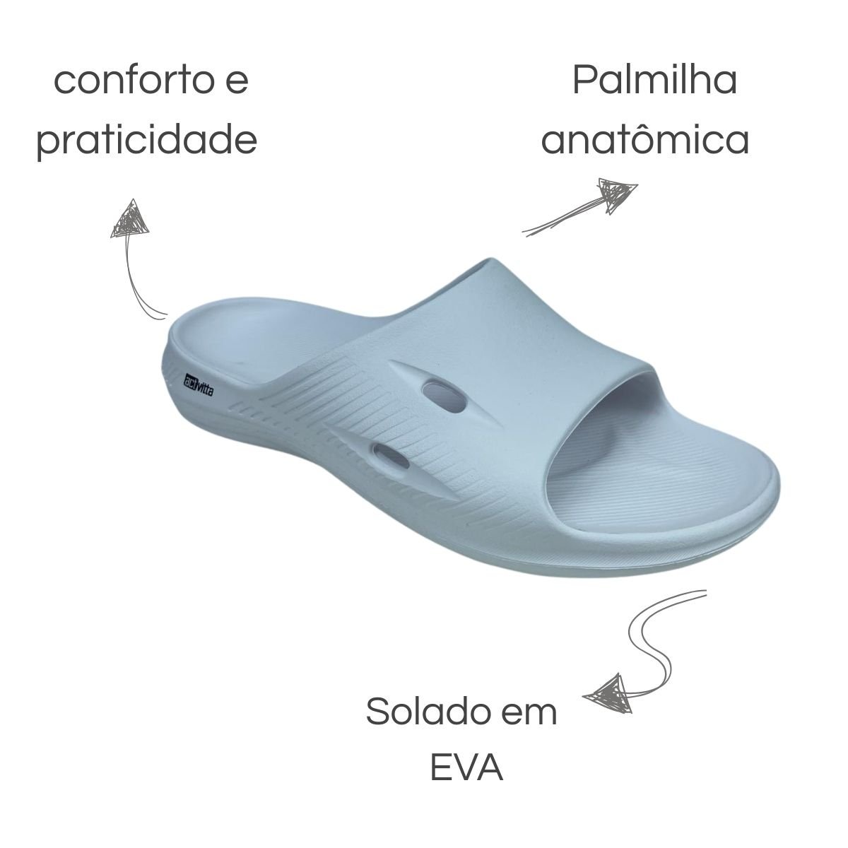 Chinelo Slide Actvitta EVA Branco Masculino Branco 6