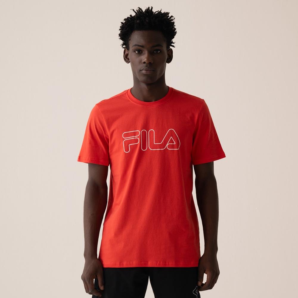 Camiseta Fila Regular Letter Outline Masculina Vermelho 1