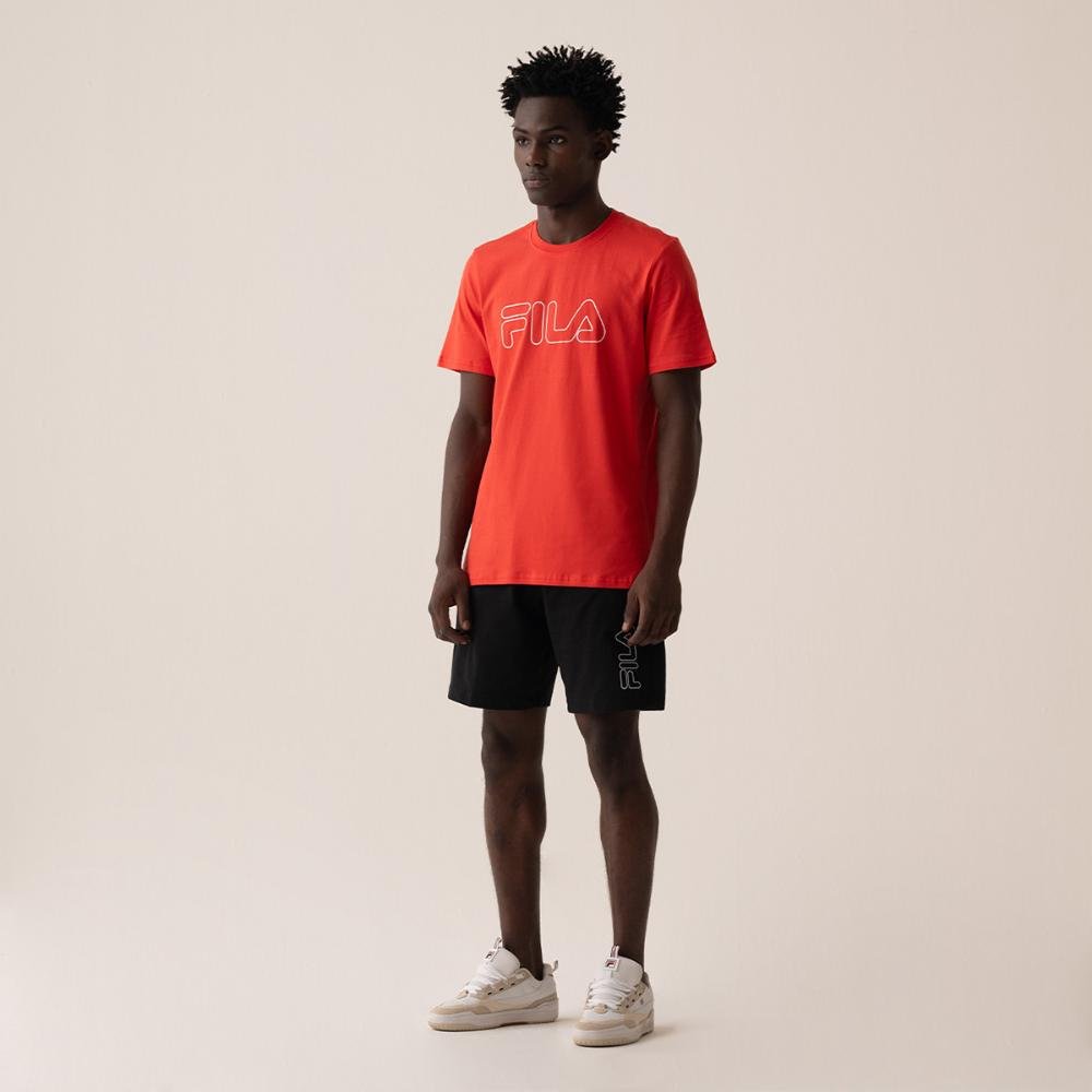 Camiseta Fila Regular Letter Outline Masculina Vermelho 3