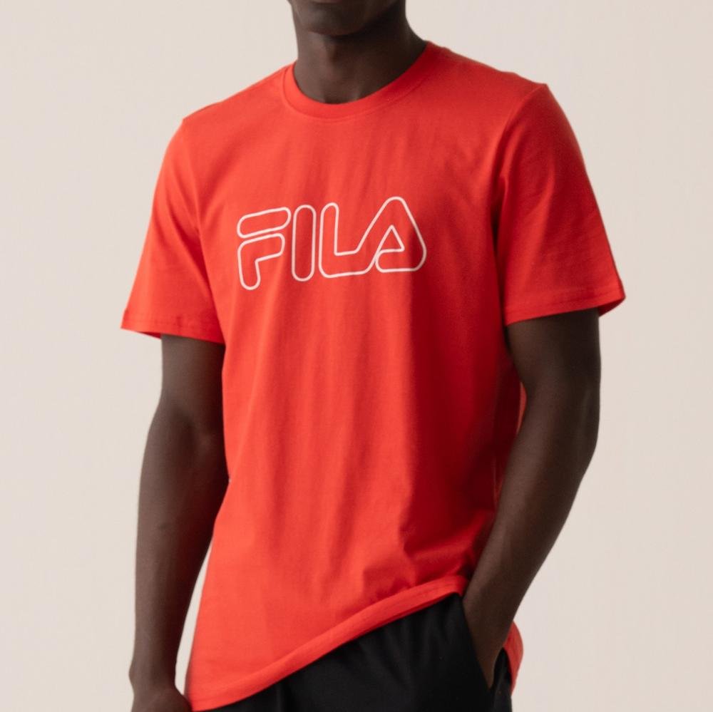 Camiseta Fila Regular Letter Outline Masculina Vermelho 4
