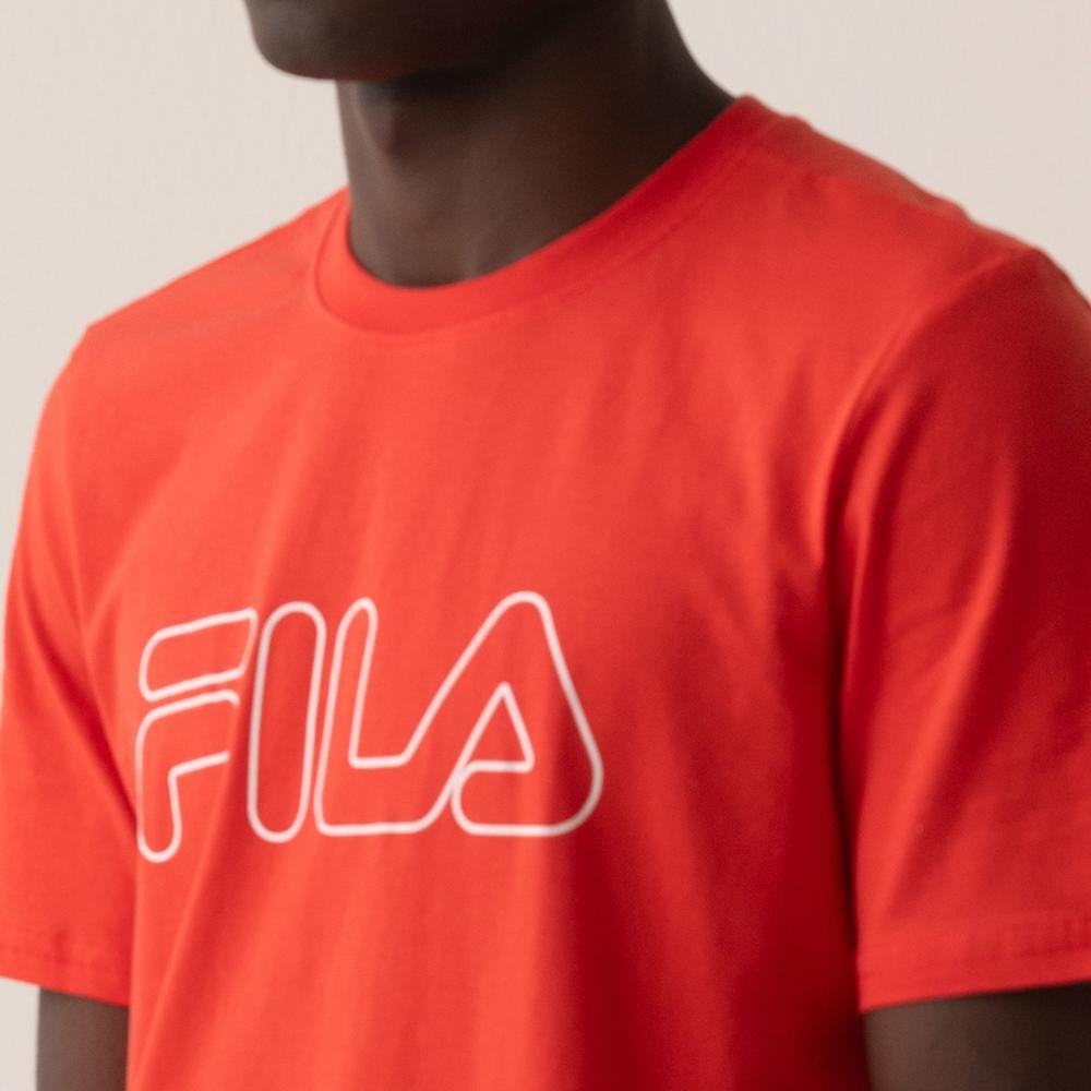 Camiseta Fila Regular Letter Outline Masculina Vermelho 5