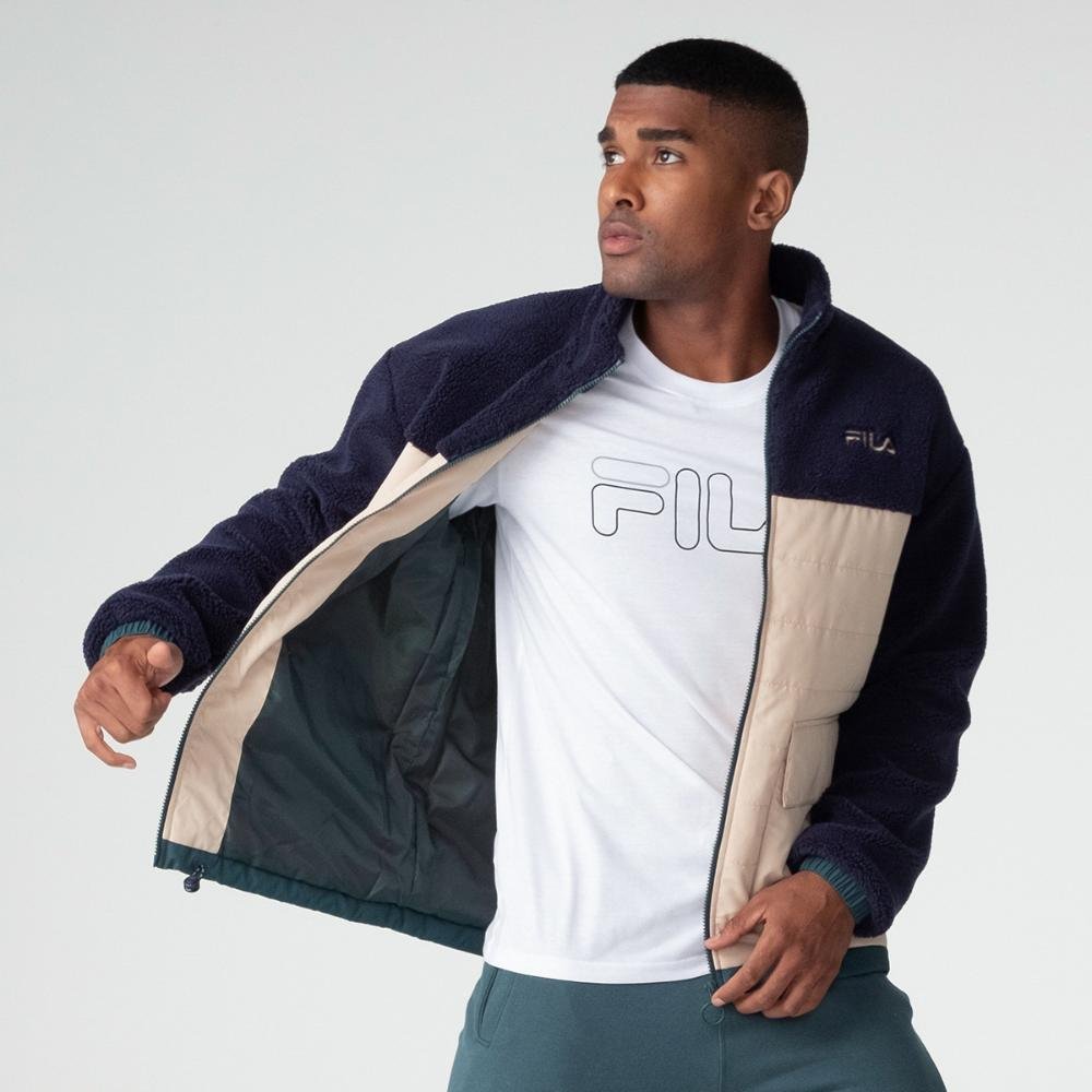 Jaqueta Fila Outer Mix Masculina Bege/Azul 4