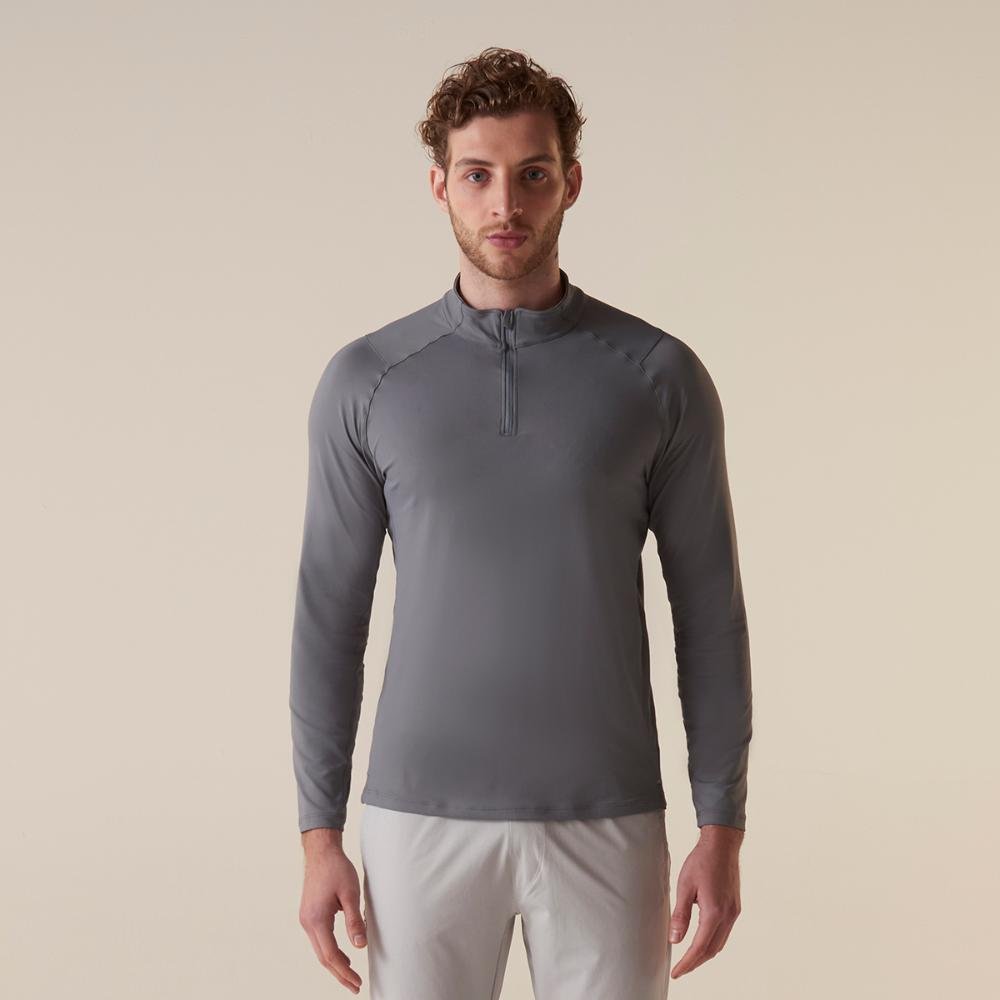 Camiseta Manga Longa Fila Half Zipper Adaptable Future Sports Masculina Cinza 1