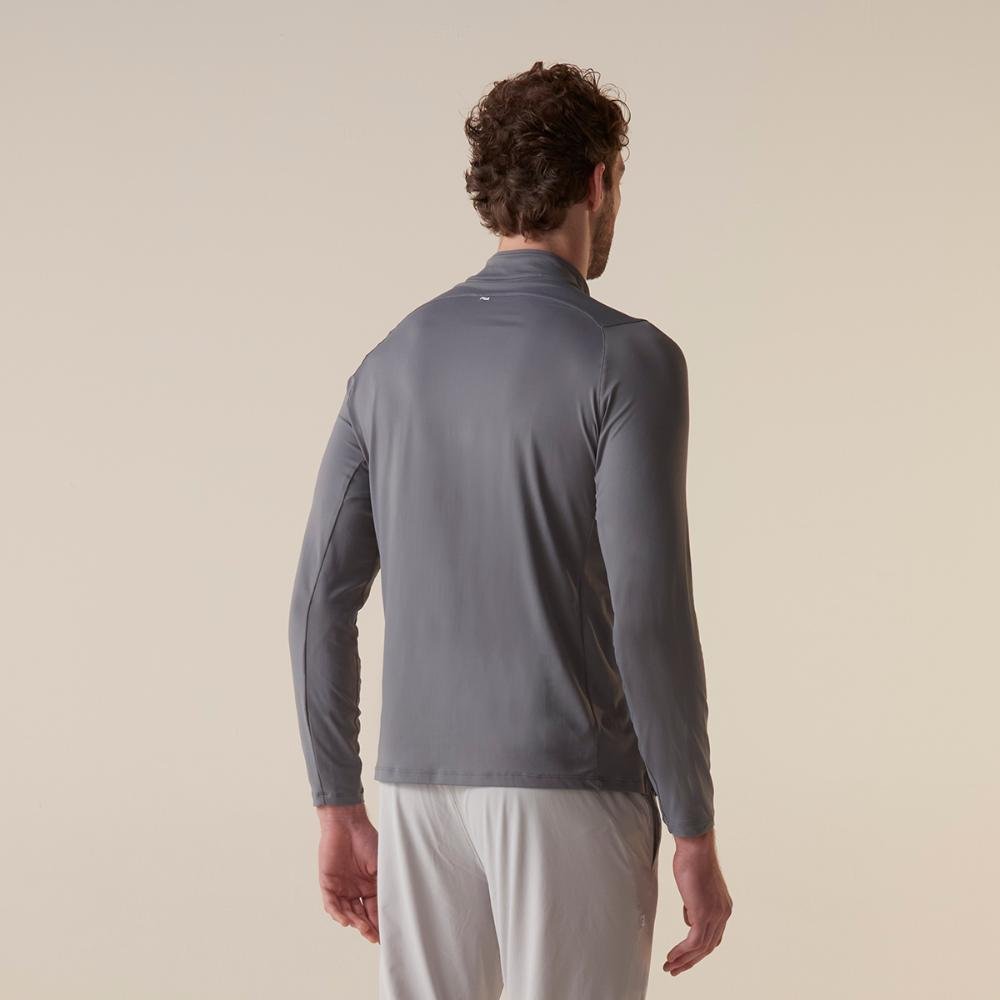 Camiseta Manga Longa Fila Half Zipper Adaptable Future Sports Masculina Cinza 2