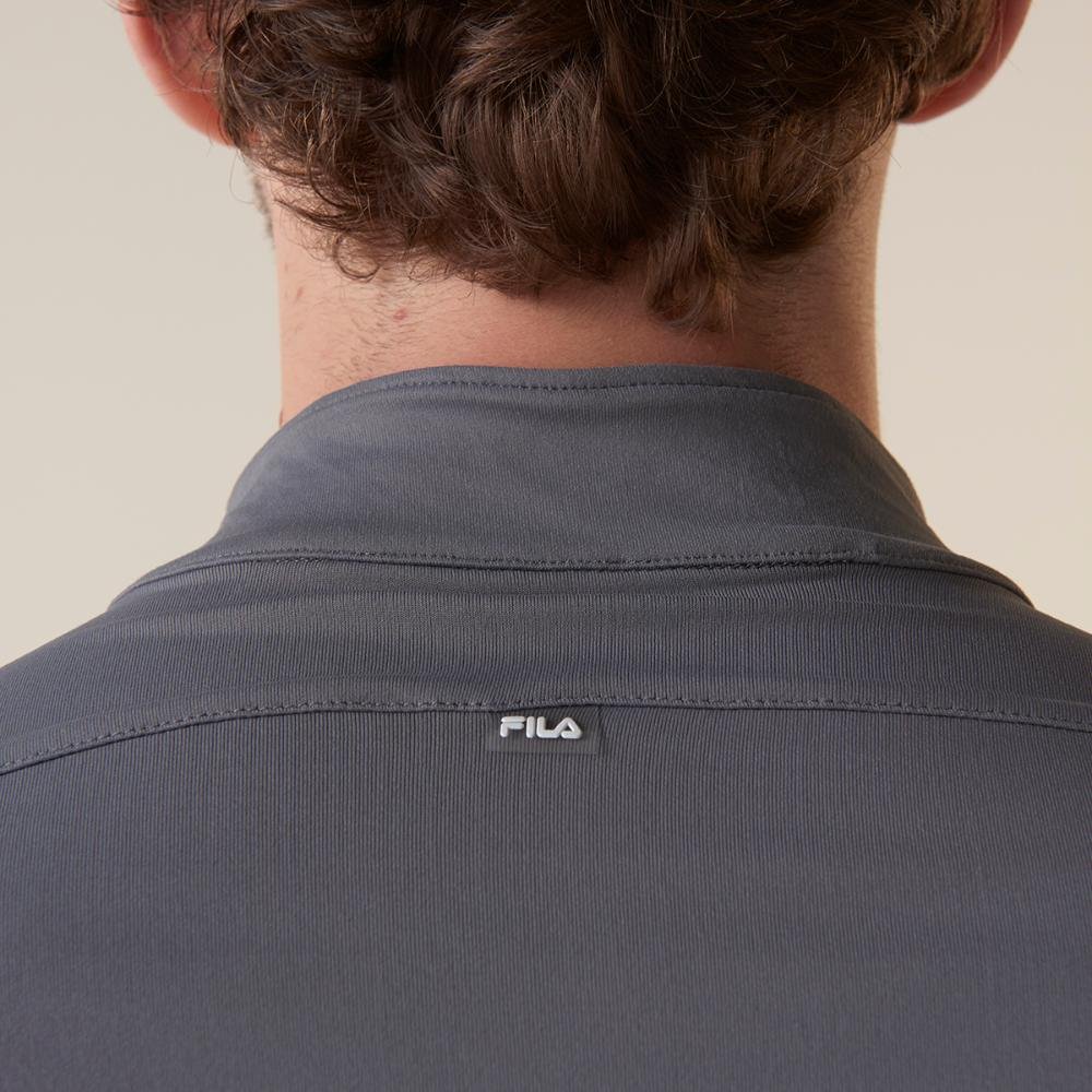 Camiseta Manga Longa Fila Half Zipper Adaptable Future Sports Masculina Cinza 5