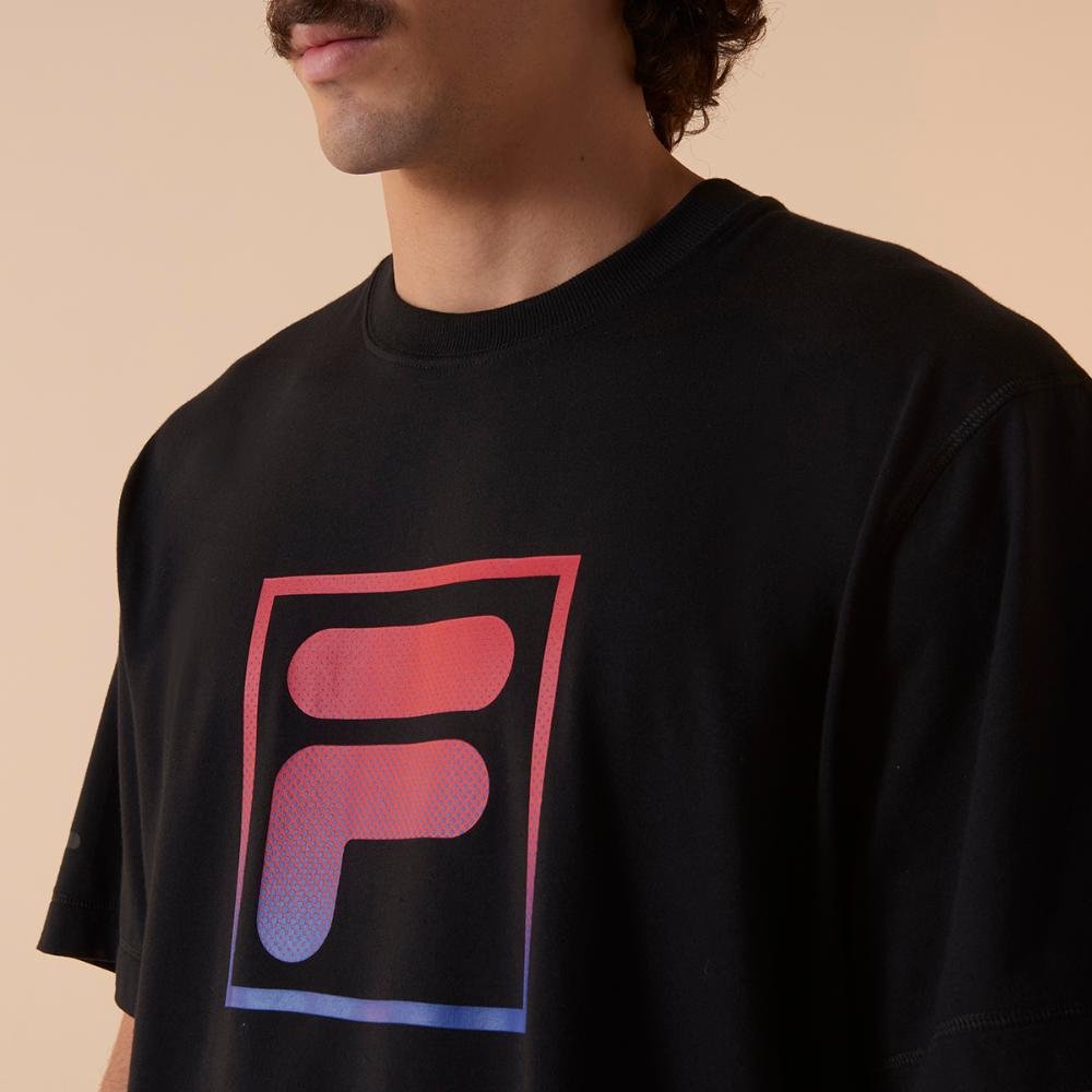 Camiseta Fila Over Cotton Union Racer Masculina Preto 4