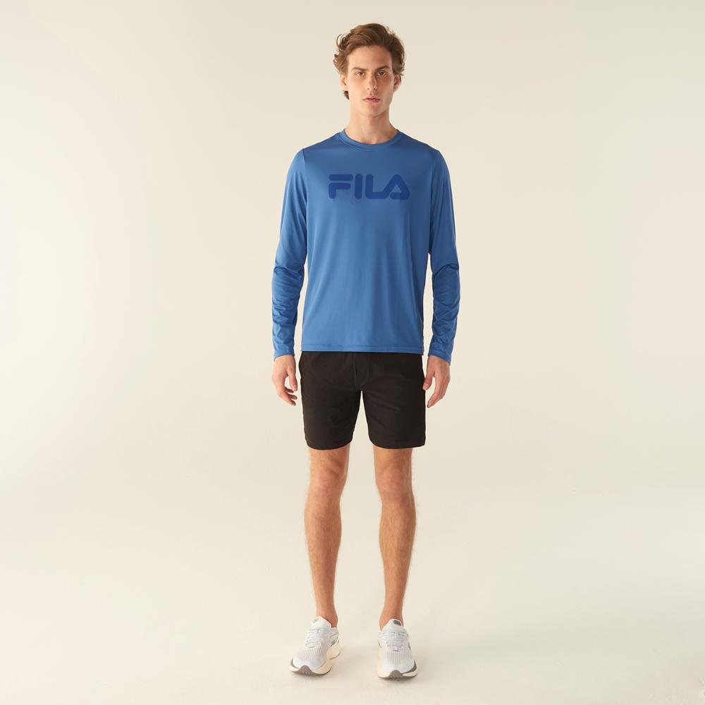 Camiseta Manga Longa Fila Basic Sports Masculina Azul 3