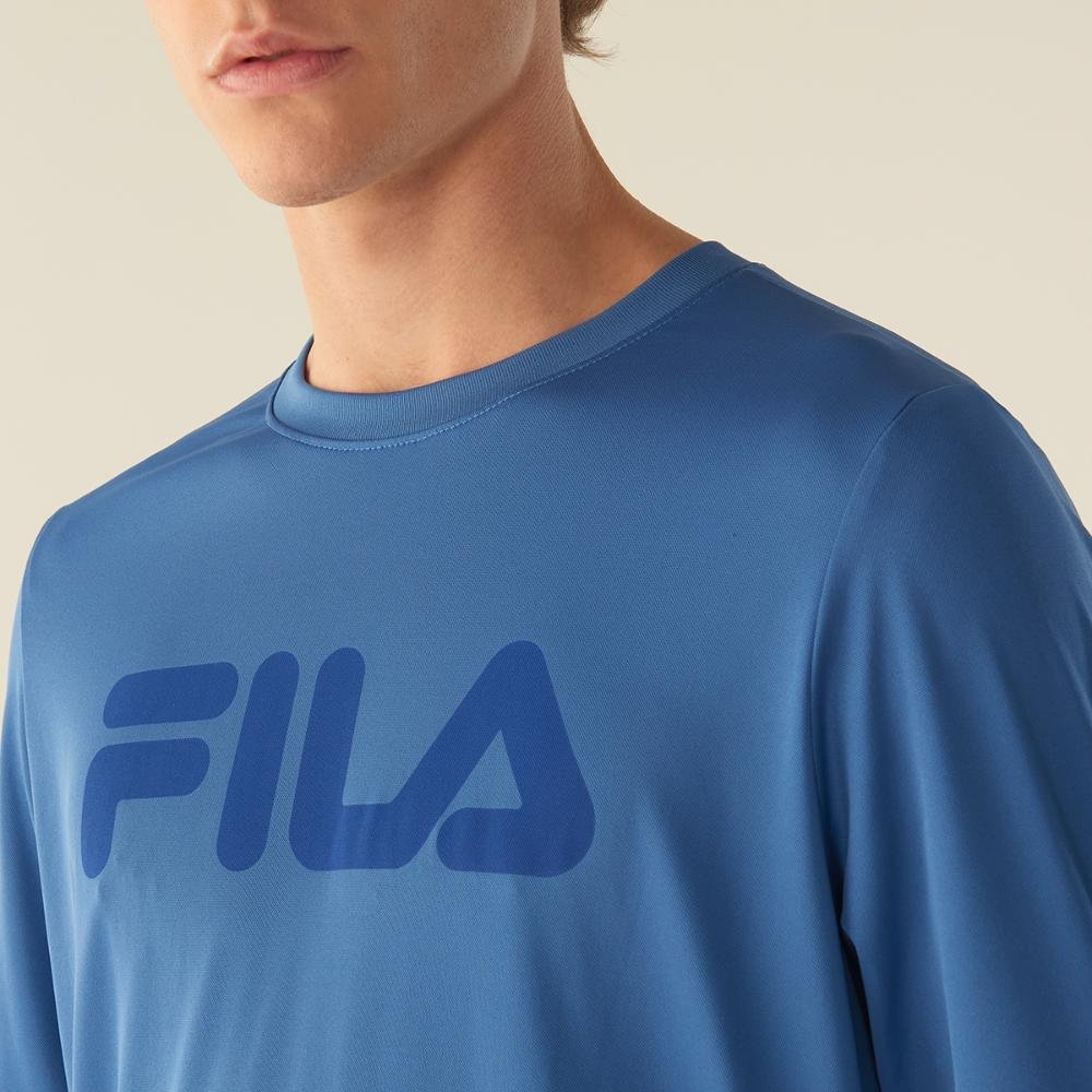 Camiseta Manga Longa Fila Basic Sports Masculina Azul 5