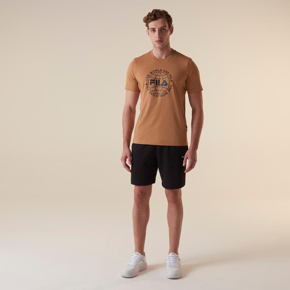 Camiseta Fila One World Letter Masculina Marrom 3