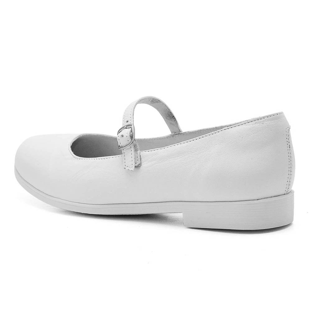 Sapatilha Boneca Couro Feminina Bico Redondo Estilo Social Casual Moda Branco 2