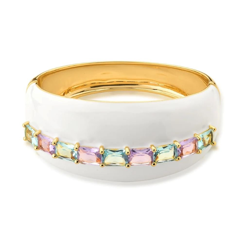 Bracelete Esmaltado Cristal Semijoia Banhado a Ouro 18K Ania Store Dourado 1