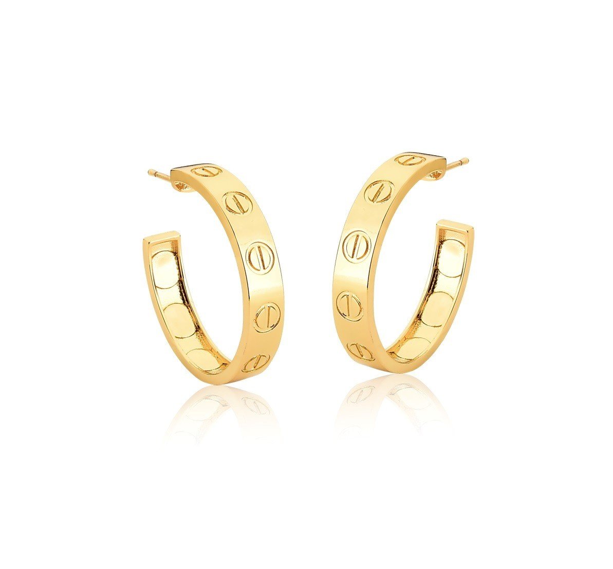 Brinco Argola com Detalhes Semijoia Banhado a Ouro 18K Irene Dourado 1