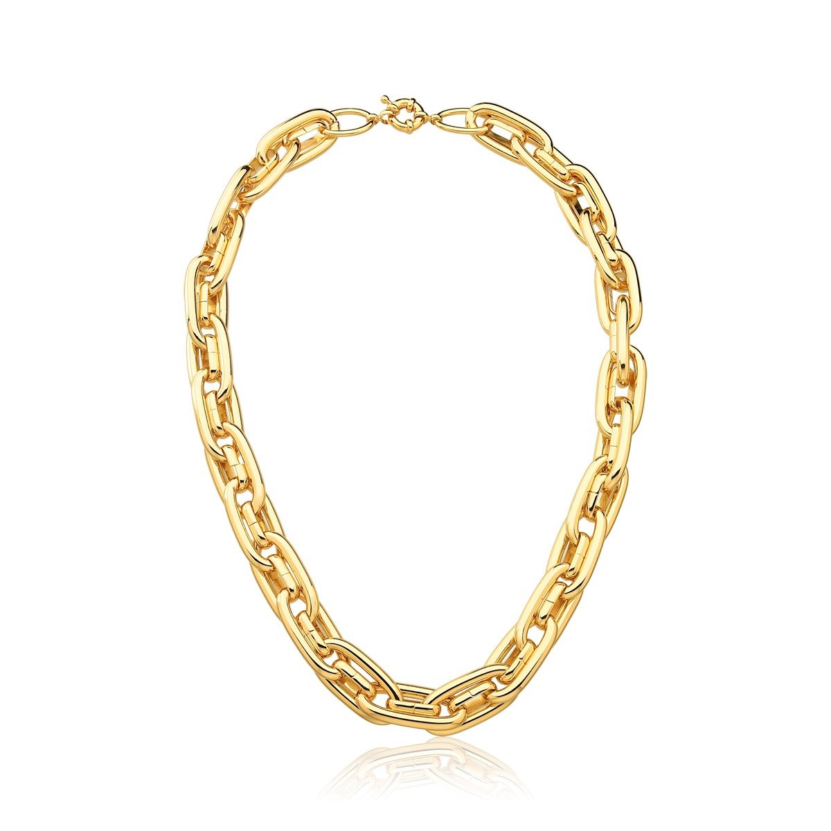 Colar com Elos Duplos Grande Semijoia Banhado a Ouro 18K Ania Store Dourado 1