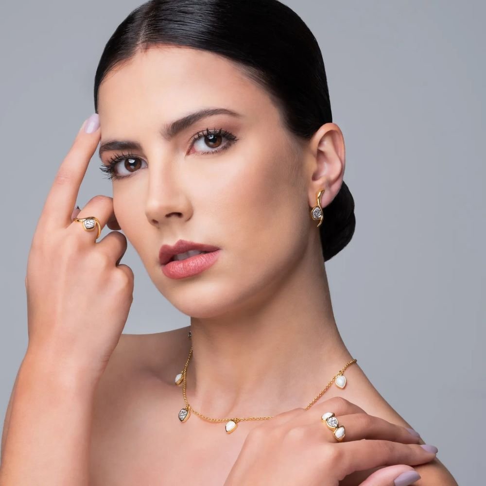 Anel Orgânico com Pedra Drusa Semijoia Banhado a Ouro 18K Ania Store Dourado 2