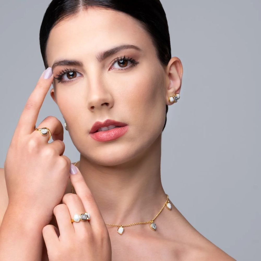 Anel Orgânico com Pedra Drusa Semijoia Banhado a Ouro 18K Ania Store Dourado 3