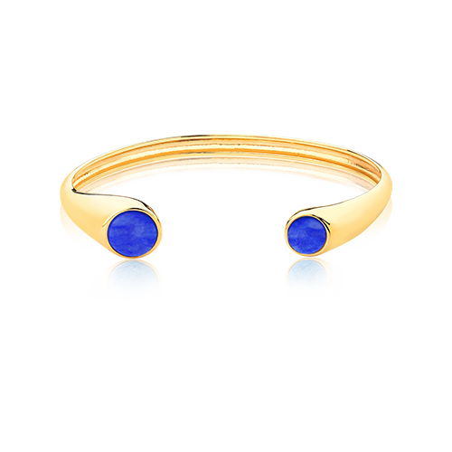 Bracelete Dourado Ajustável Pedra Feldspato Azul Royal Banhado a Ouro 18k Ania Store Leopoldina Dourado 1