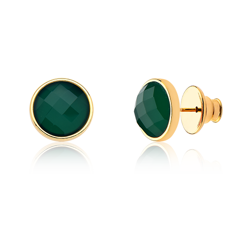 Brinco Redondo Dourado Ania Store Isabel Ágata Verde Banhado a Ouro 18k Dourado 1