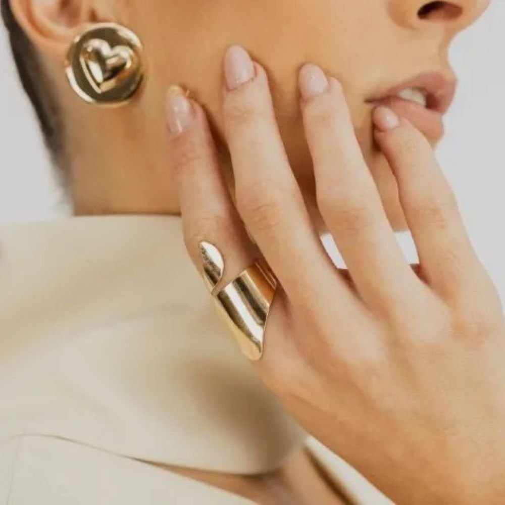 Brinco Redondo Coração Semijoia Banhado a Ouro 18K Ania Store Dourado 2