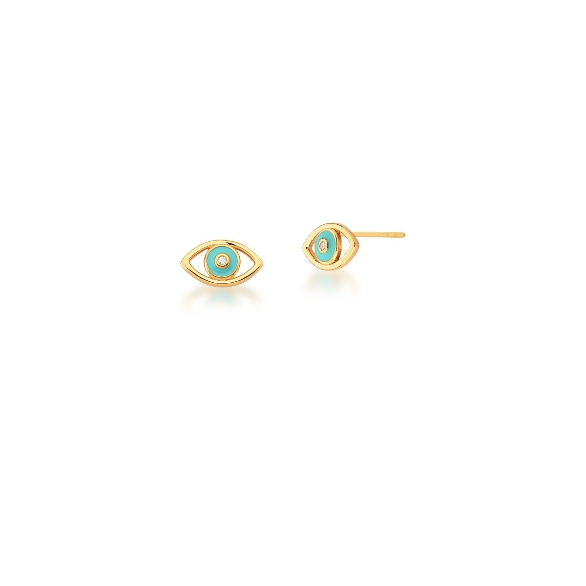 Brinco Olho Grego Azul Claro Semijoia Banhado a Ouro 18K Hera Azul 1