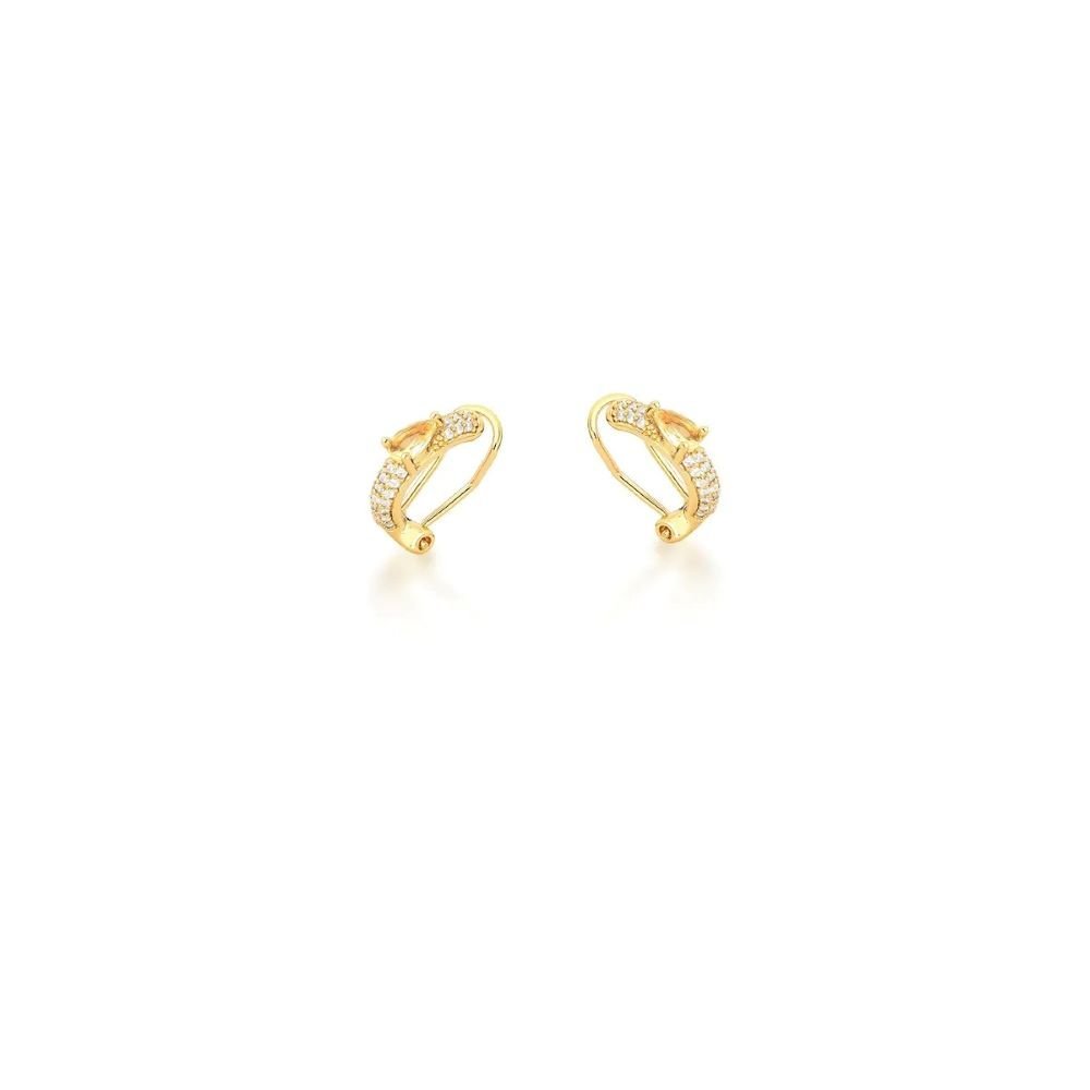 Piercing de Pressão Cravejado com Gota Dourado e Zircônias Banhado a Ouro 18K Ania Store