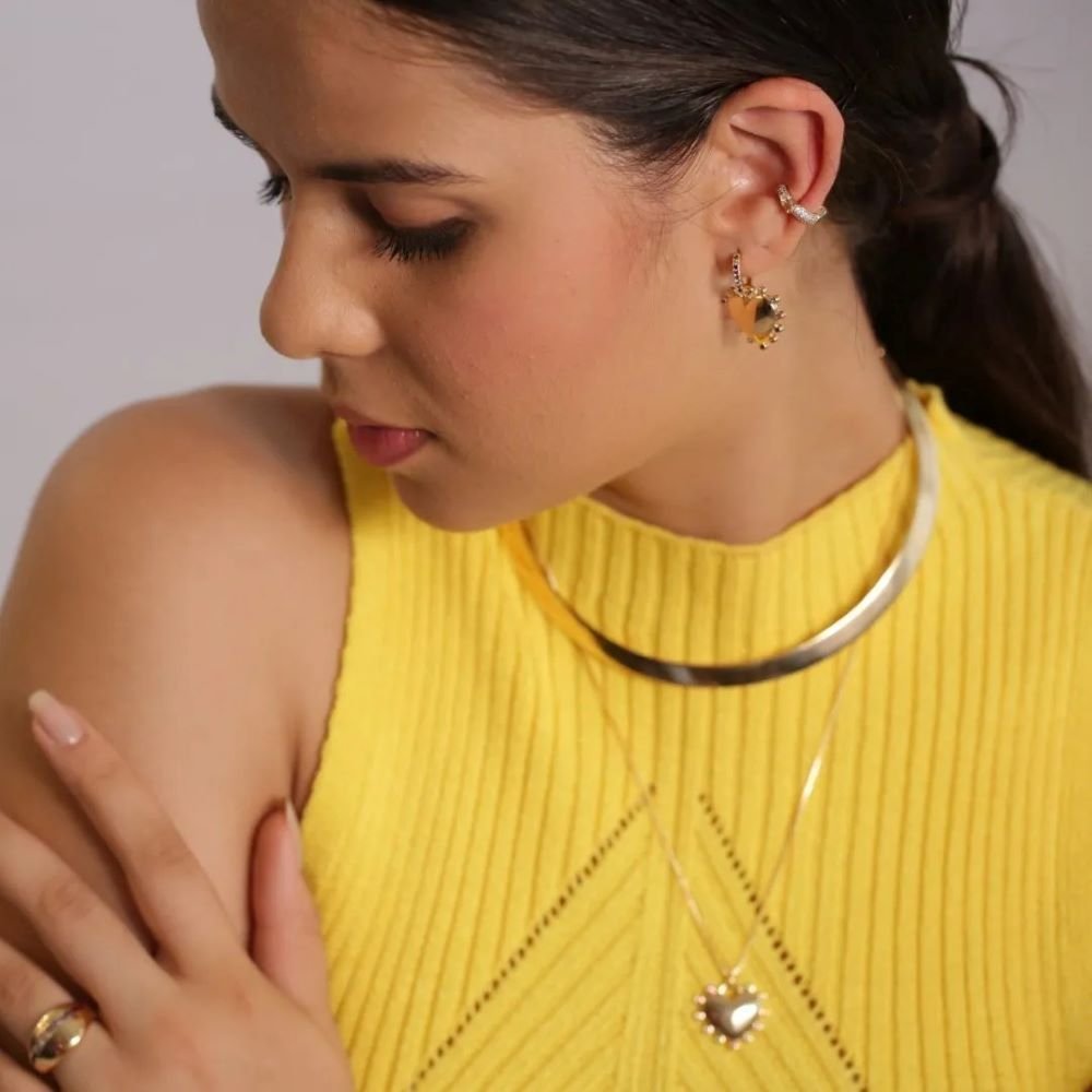 Piercing de Pressão Cravejado com Gota Dourado e Zircônias Banhado a Ouro 18K Ania Store Dourado 4