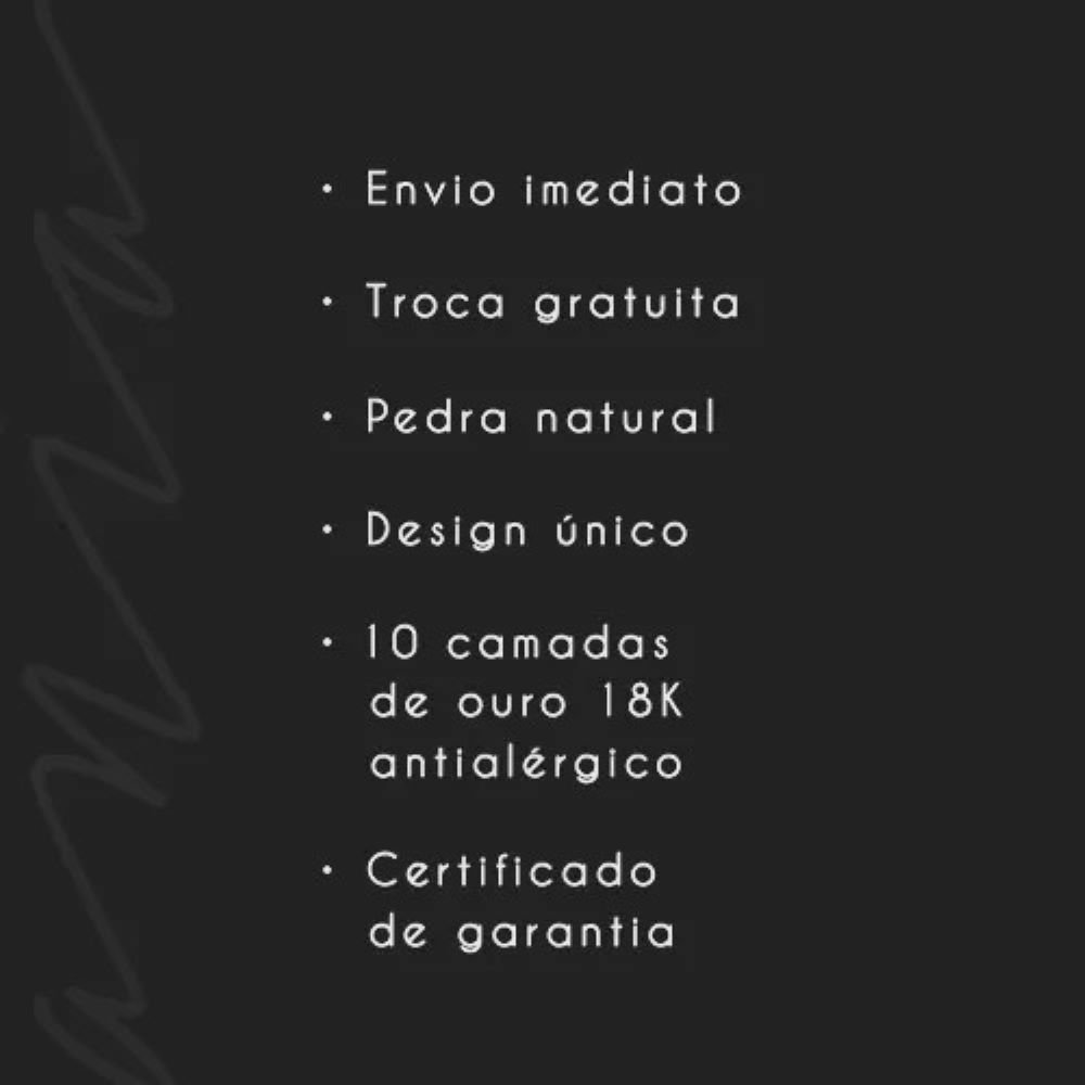 Brinco Argola Pedral Natural Quartzo Fumê Semijoia Banhado a Ouro 18k Ania Store Dourado 5