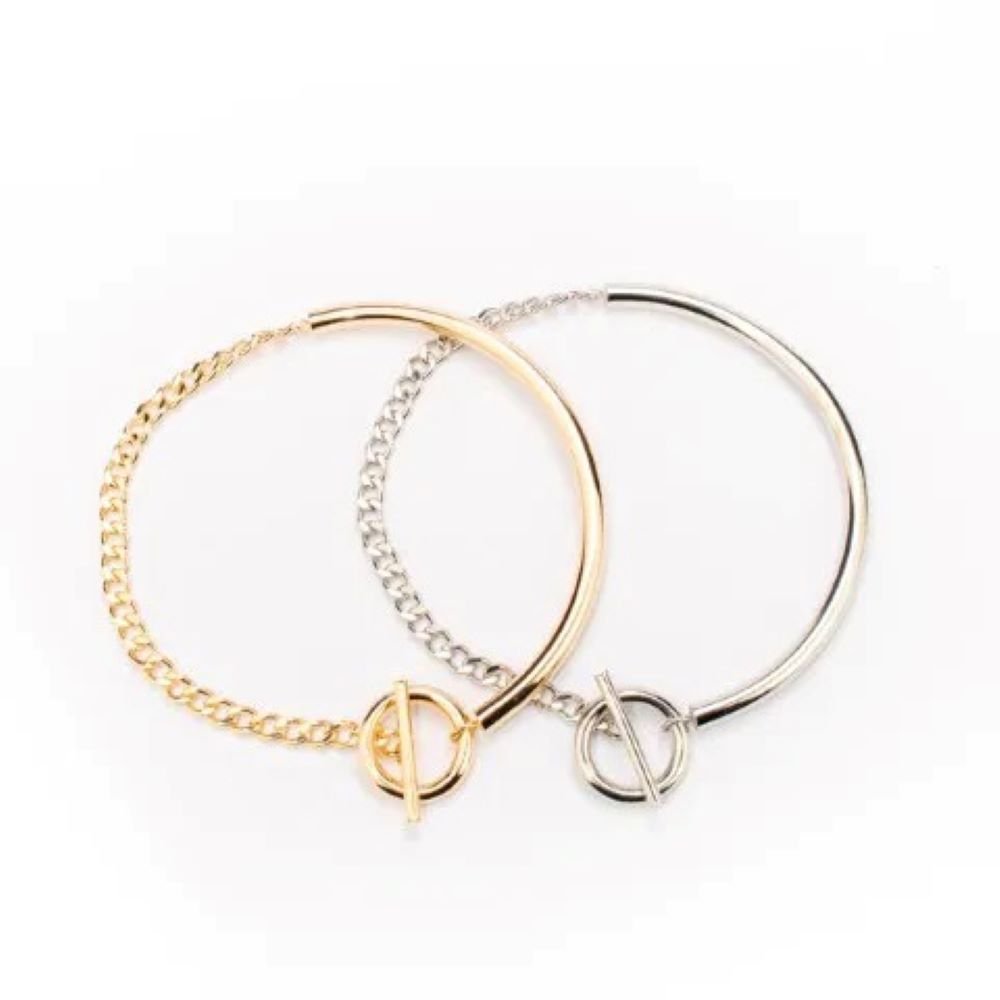 Colar Choker Assimétrico Semijoia Banhada a Ouro 18K Ania Store Dourado/Prata 1