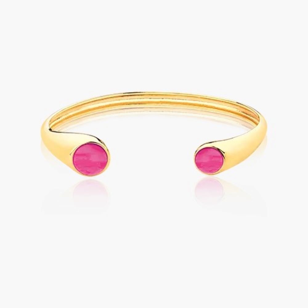 Bracelete Ajustável Pedra Natural Semijoia Banhado a Ouro 18k Ania Store Dourado 1