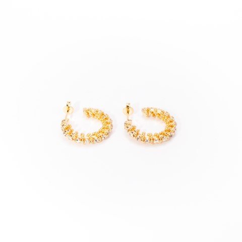 Brinco Argola Cravejada Dourado Semijoia Banhado a Ouro 18K Meryl